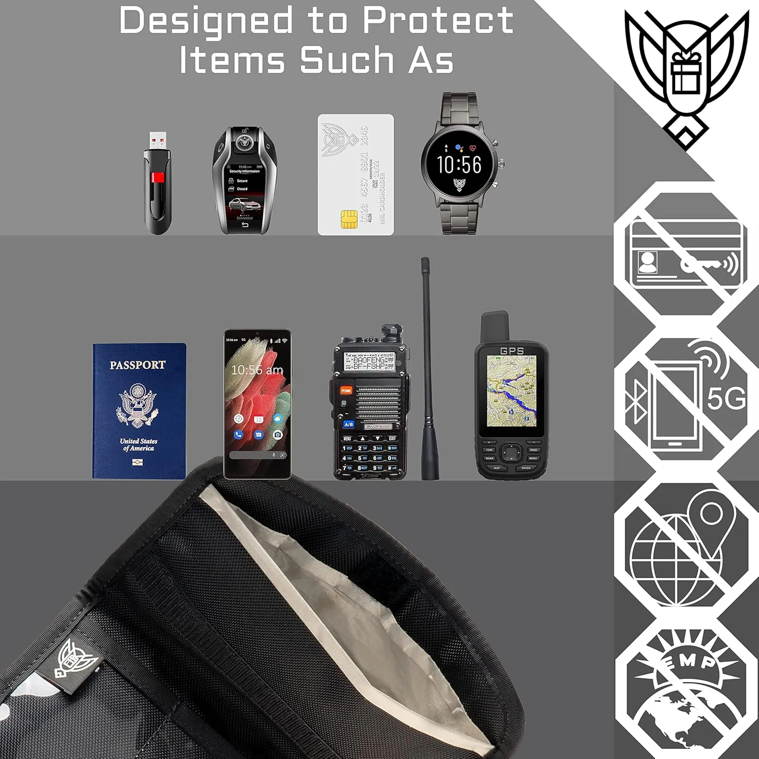 ~ FLEX Faraday Bag/Small LITE Faraday Bag Combo ~ Tracking/Hacking Defense ~ Coyote Brown