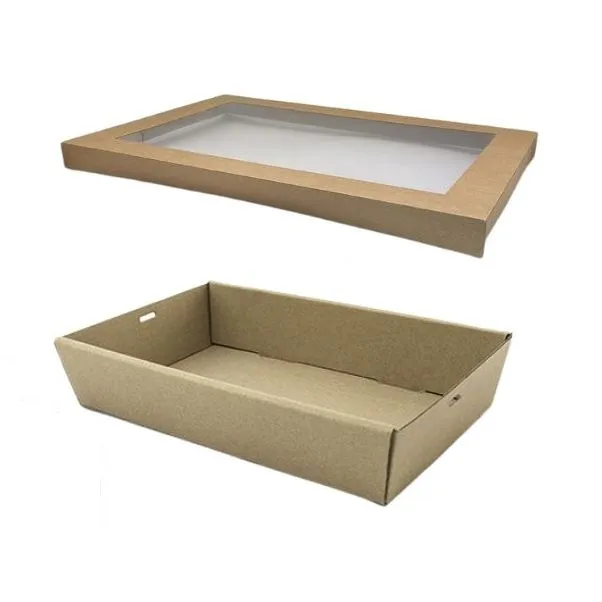 10 x Extra Small Brown Kraft Disposable Catering Grazing Boxes Trays With Lids