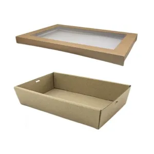 10 x Extra Small Brown Kraft Disposable Catering Grazing Boxes Trays With Lids