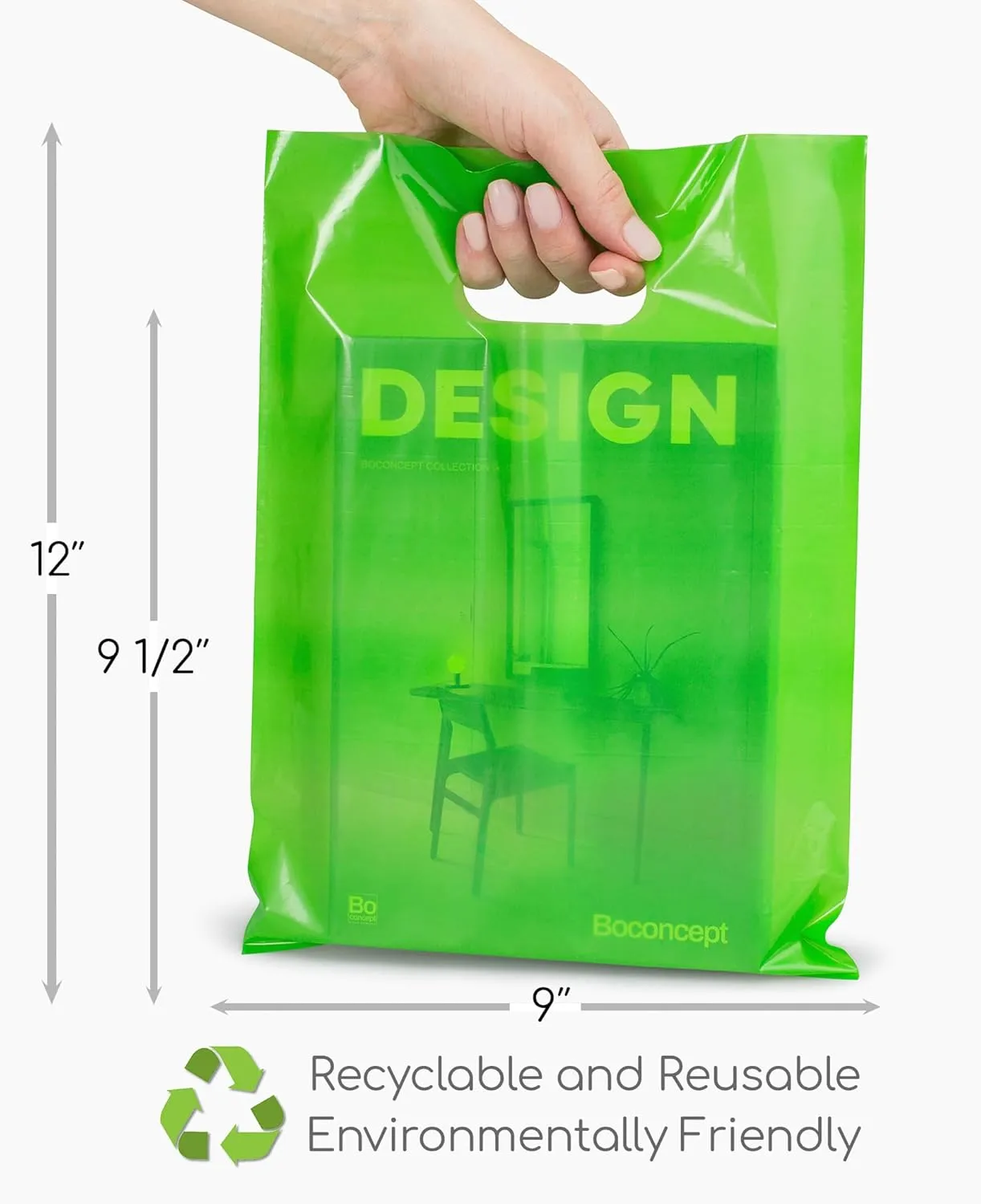 100 Lime Green Bags for Small Business 1.5Mil 9"x12" Perfect For Merchandise And Retail Extra Thick Glossy Thank You Bags With Handles