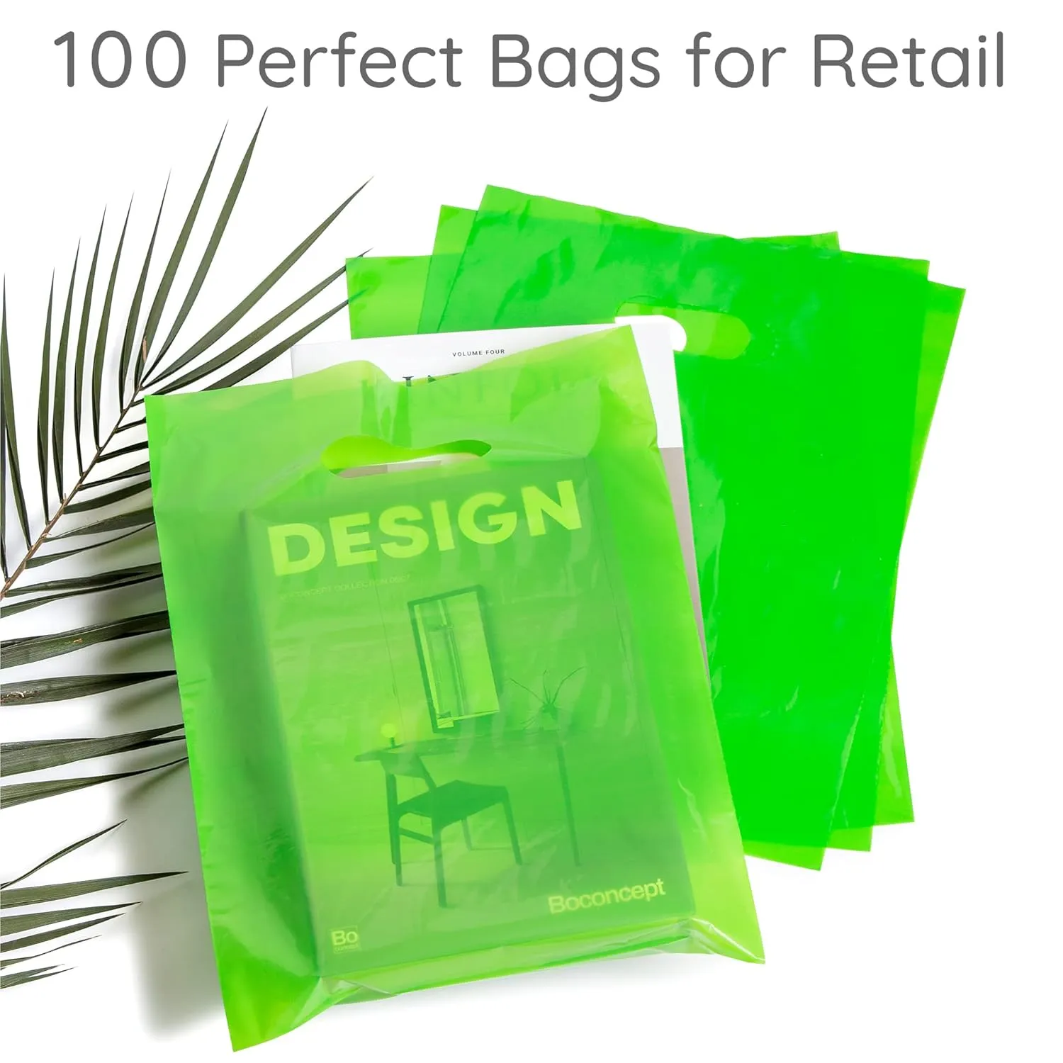 100 Lime Green Bags for Small Business 1.5Mil 9"x12" Perfect For Merchandise And Retail Extra Thick Glossy Thank You Bags With Handles