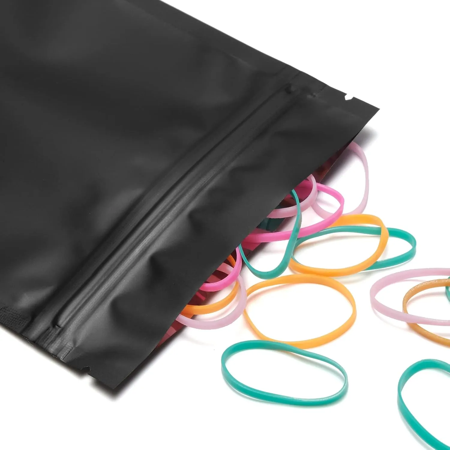 100 Pack Smell Proof Mylar Bags for Food Storage - 5.5 x 7.8 Inch Resealable Packaging Pouch Bags for Small Business Lipgloss Jewelry Matte Black