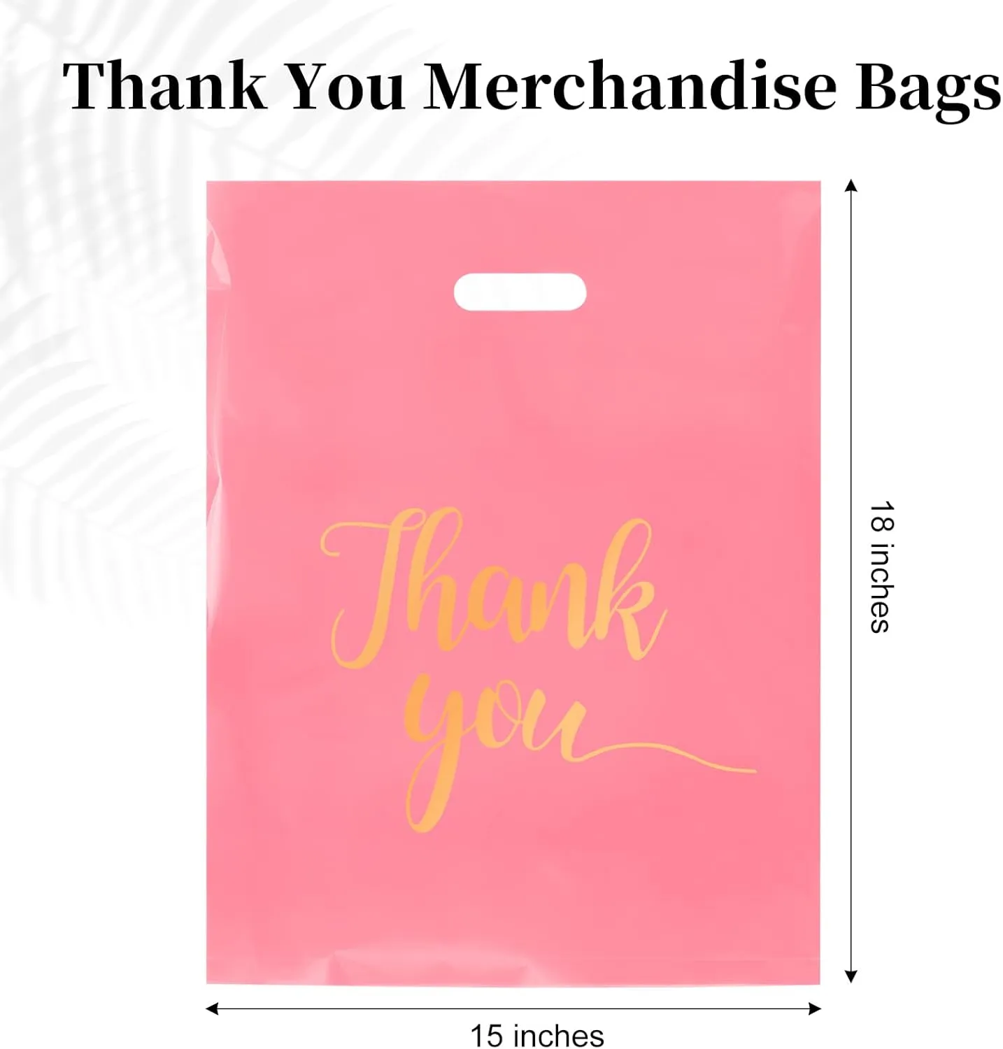 100 PCS Thank You Merchandise Bags, Extra Thick 2.36 Mil 15 x 18 Inches Pink Plastic Shopping Bags with Handles for Small Business, Retail Boutique, Stores, Clothes