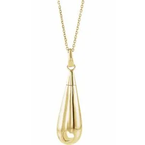10K Yellow Tear Of Love Ash Holder 18" Necklace