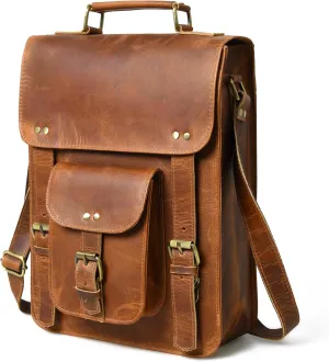 13" Genuine Leather Messenger Bag for Men | Tablet Satchel for Men & Women | Leather Office Bag for Men | Laptop Bag for Men & Women | Hand Bag for Men | Premium Leather Vintage Bag (Brown)