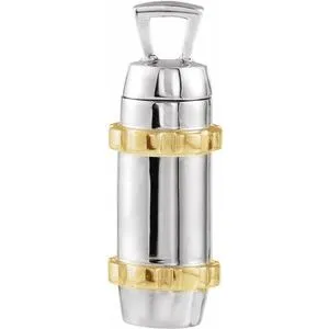 14K White & Yellow 30.3x10.8 mm Cylinder Ash Holder Pendant