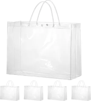 15 Pack Large Clear Gift Bags with Handle, 16"X6"x12" Large Plastic Bag Gift Bags Shopping Bag for Small Business Gifts Wedding Party Favors Wedding Mother's Day