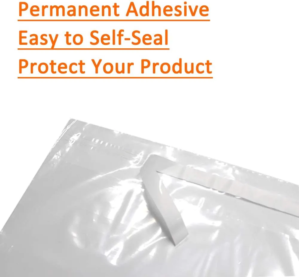 200 Count 14x20 Inch Self Seal Clear Poly Bags with Suffocation Warning for Packaging Clothing, Decorative Wrappers and More with Permanent Adhesive (1.5mil)