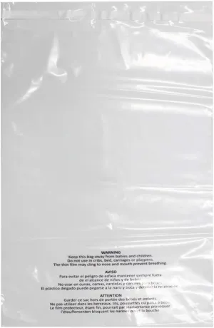 200 Count 14x20 Inch Self Seal Clear Poly Bags with Suffocation Warning for Packaging Clothing, Decorative Wrappers and More with Permanent Adhesive (1.5mil)