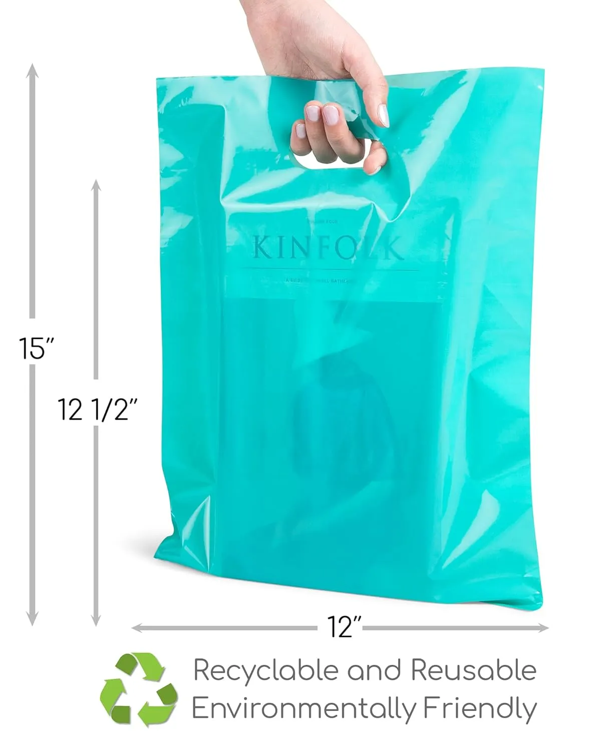 200 Teal and Purple Merchandise Bags 2Mil Extra Thick 12"x15" Glossy Plastic Retail Bags Suitable For Small Business And Boutique