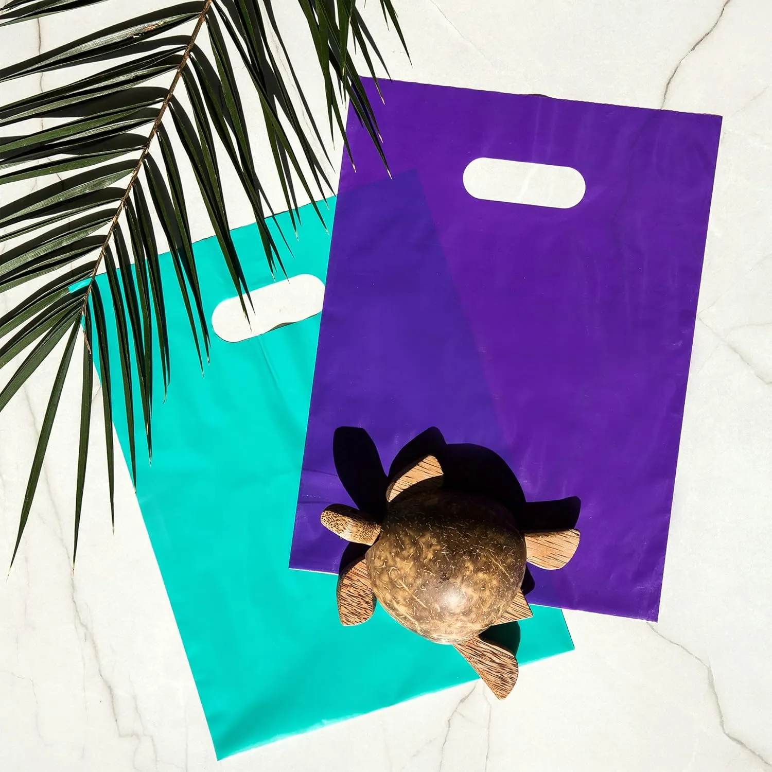 200 Teal and Purple Merchandise Bags 2Mil Extra Thick 12"x15" Glossy Plastic Retail Bags Suitable For Small Business And Boutique
