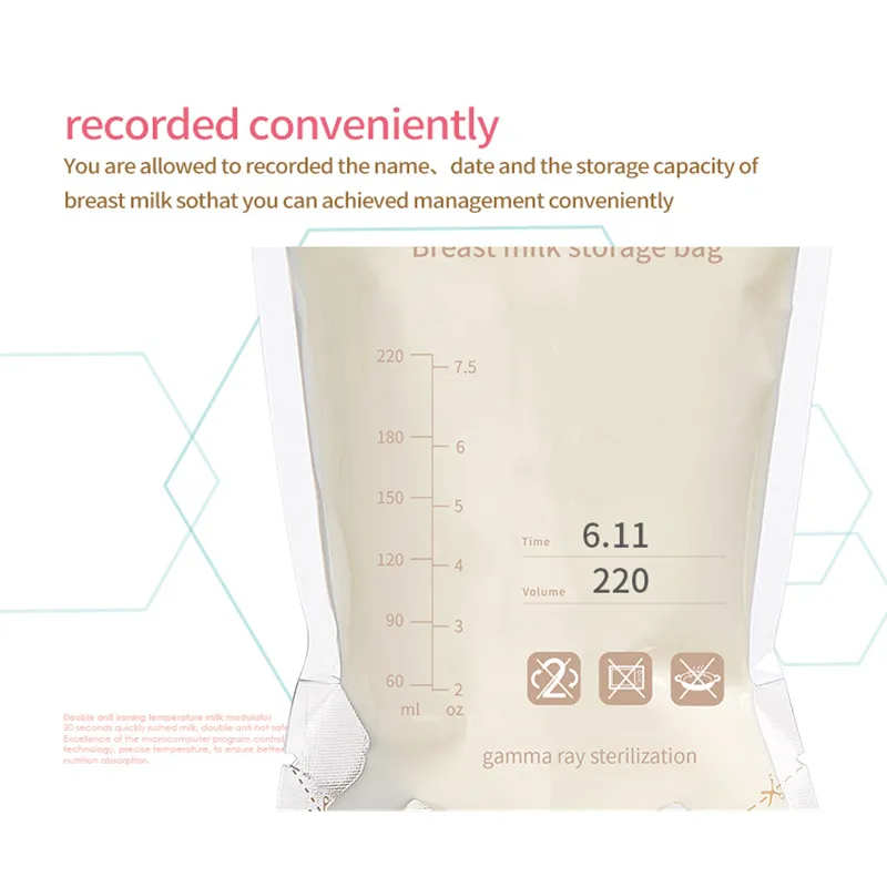 200ml BPA Free Breast Milk Plastic Storage Bags