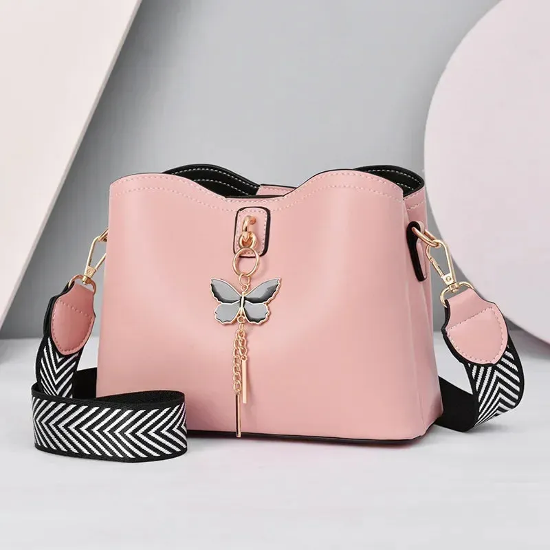 2024 Women White Handbag New Designer Butterfly Tassel PU Leather Messenger Bags Ladies Crossbody Female Tote Shoulder Bag