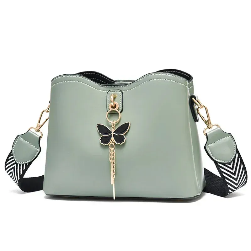 2024 Women White Handbag New Designer Butterfly Tassel PU Leather Messenger Bags Ladies Crossbody Female Tote Shoulder Bag