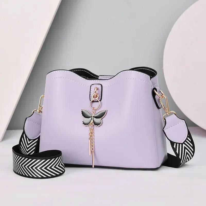 2024 Women White Handbag New Designer Butterfly Tassel PU Leather Messenger Bags Ladies Crossbody Female Tote Shoulder Bag