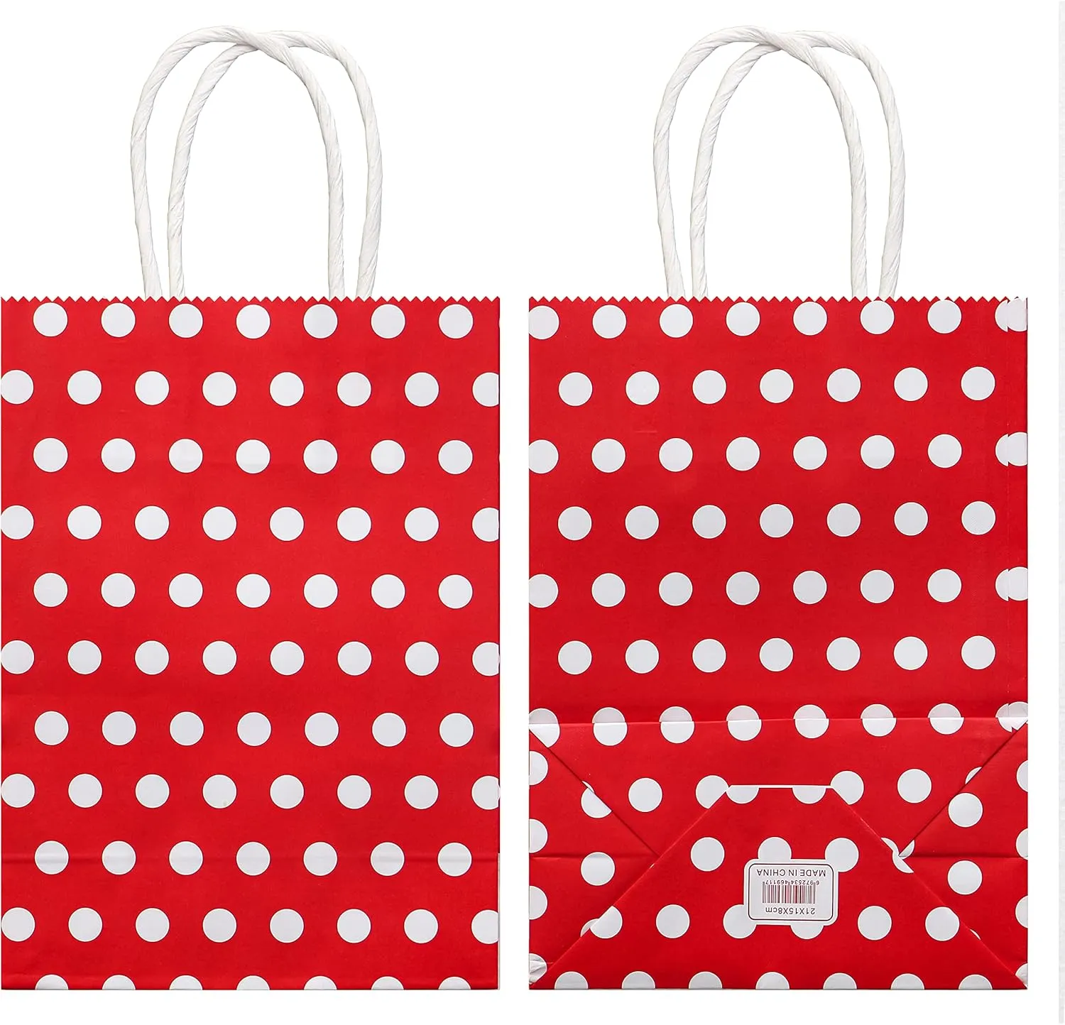 25 PCS Paper Gift Bags Red Polka Dot Paper Bag with Handles for Baby Shower Kid’s Birthday Party Wedding Holiday Party (8.2 x 6 x 3.1 In)