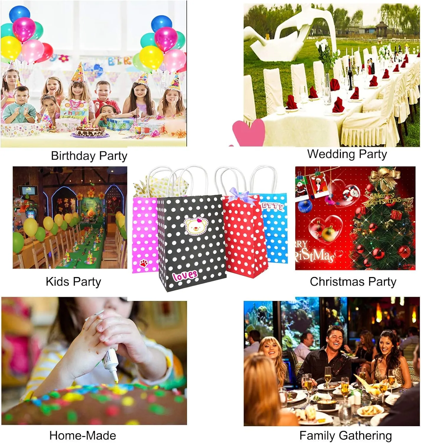25 PCS Paper Gift Bags Red Polka Dot Paper Bag with Handles for Baby Shower Kid’s Birthday Party Wedding Holiday Party (8.2 x 6 x 3.1 In)