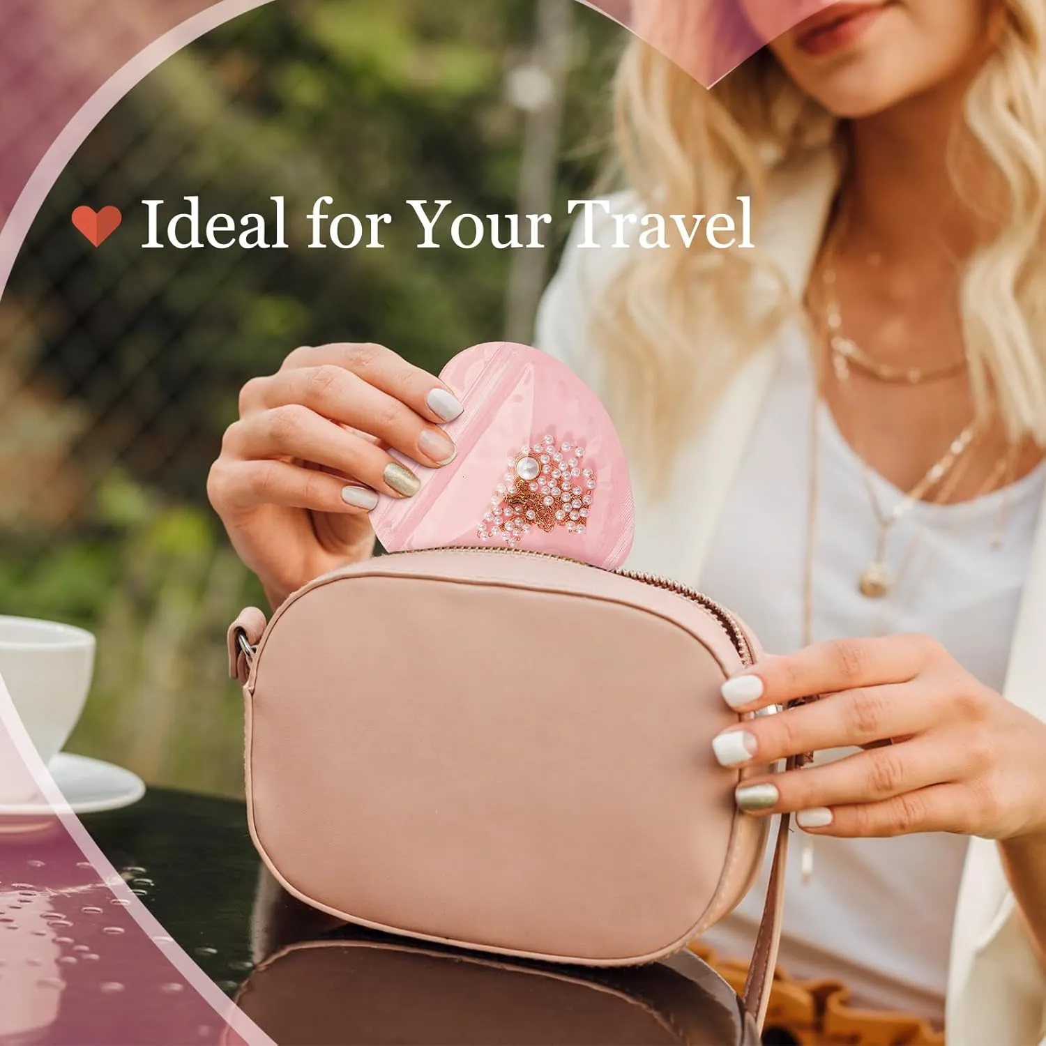 300 Pcs Heart-shaped Jewelry Packaging Bags Small Jewelry Transparent Resealable Cute Treat Bags for Business Wedding Birthday Festival Party Favor Supplies(Pink,Heart Shaped)