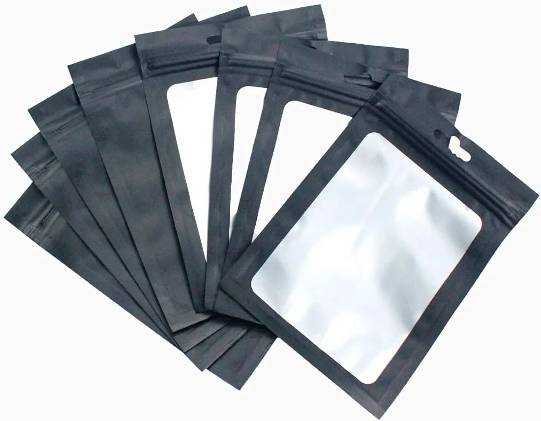 350 Pack- Smell Proof Resealable Mylar Pouch Bags, 3 x 4 Inches, Black with Food Grade Interior, Zero BPA, Candy, Eyelashes, Jewelry and More