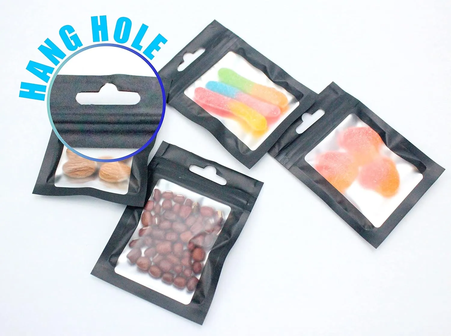 350 Pack- Smell Proof Resealable Mylar Pouch Bags, 3 x 4 Inches, Black with Food Grade Interior, Zero BPA, Candy, Eyelashes, Jewelry and More