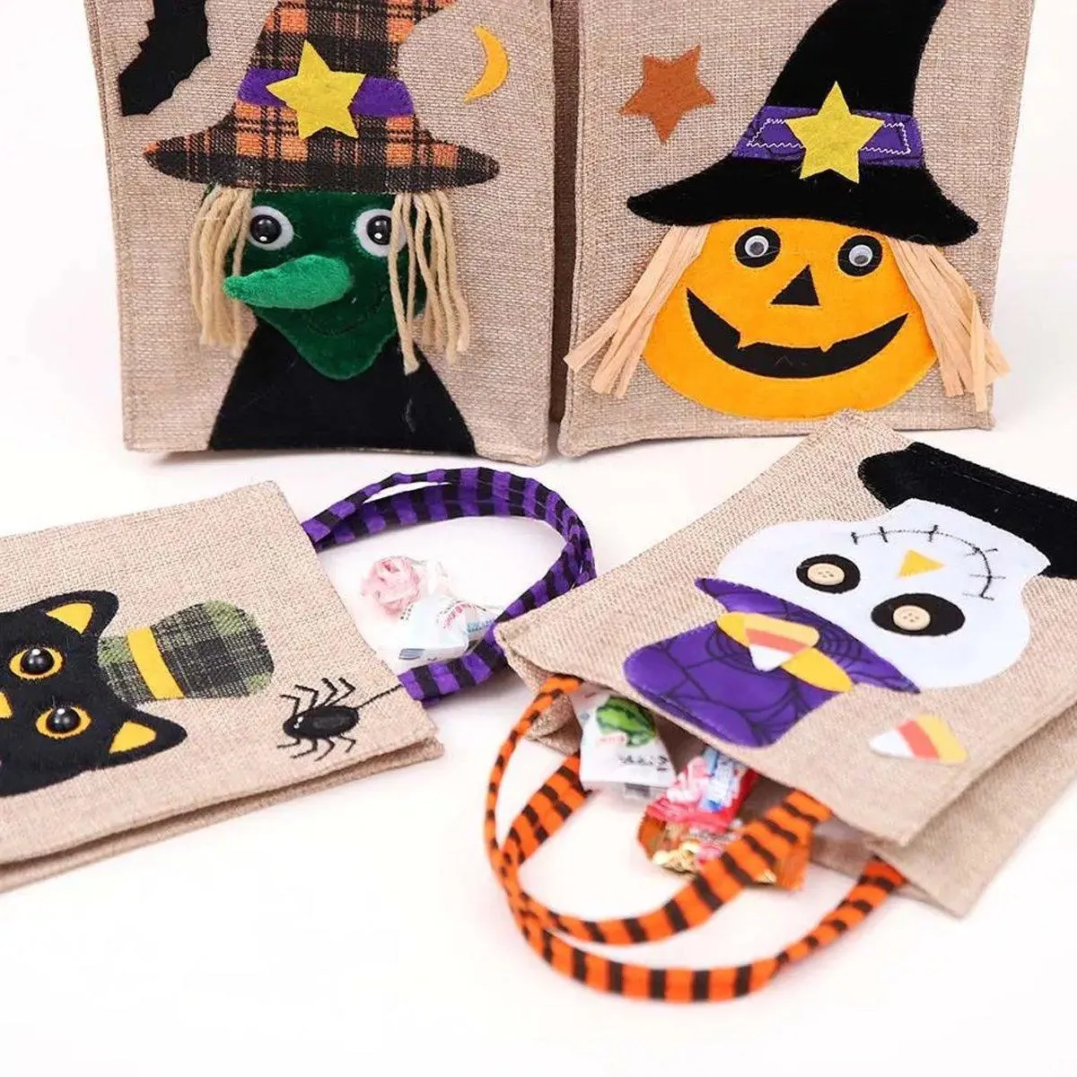 4 PCS Halloween Reusable Gift Tote Bags