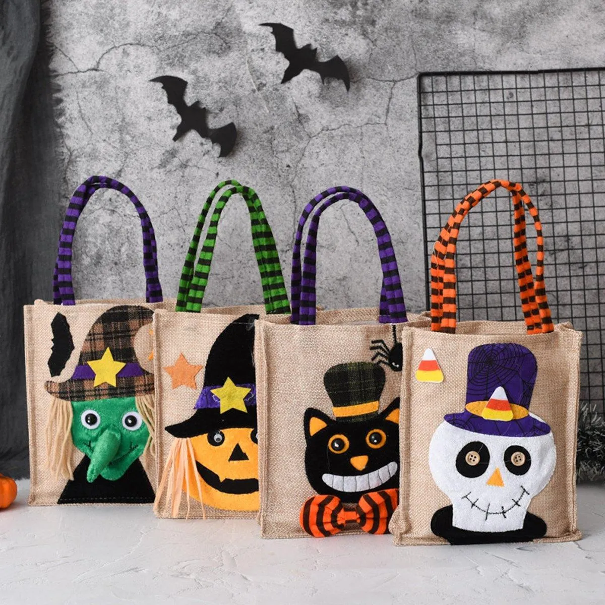 4 PCS Halloween Reusable Gift Tote Bags