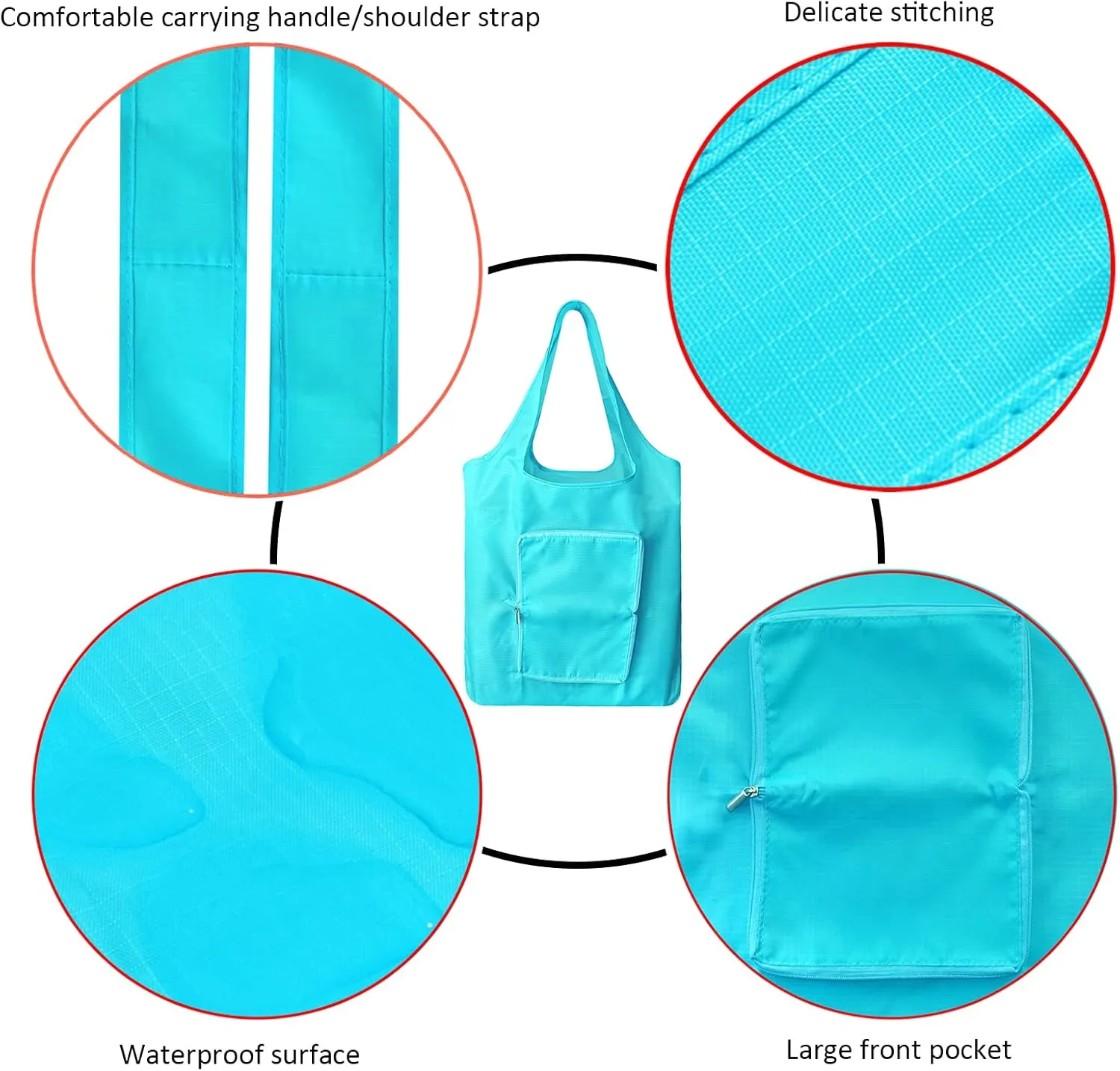 5 pack Portable Ripstop nylon shopping tote bags, large capacity home storage bags grocery bags kitchen bags G-B-2