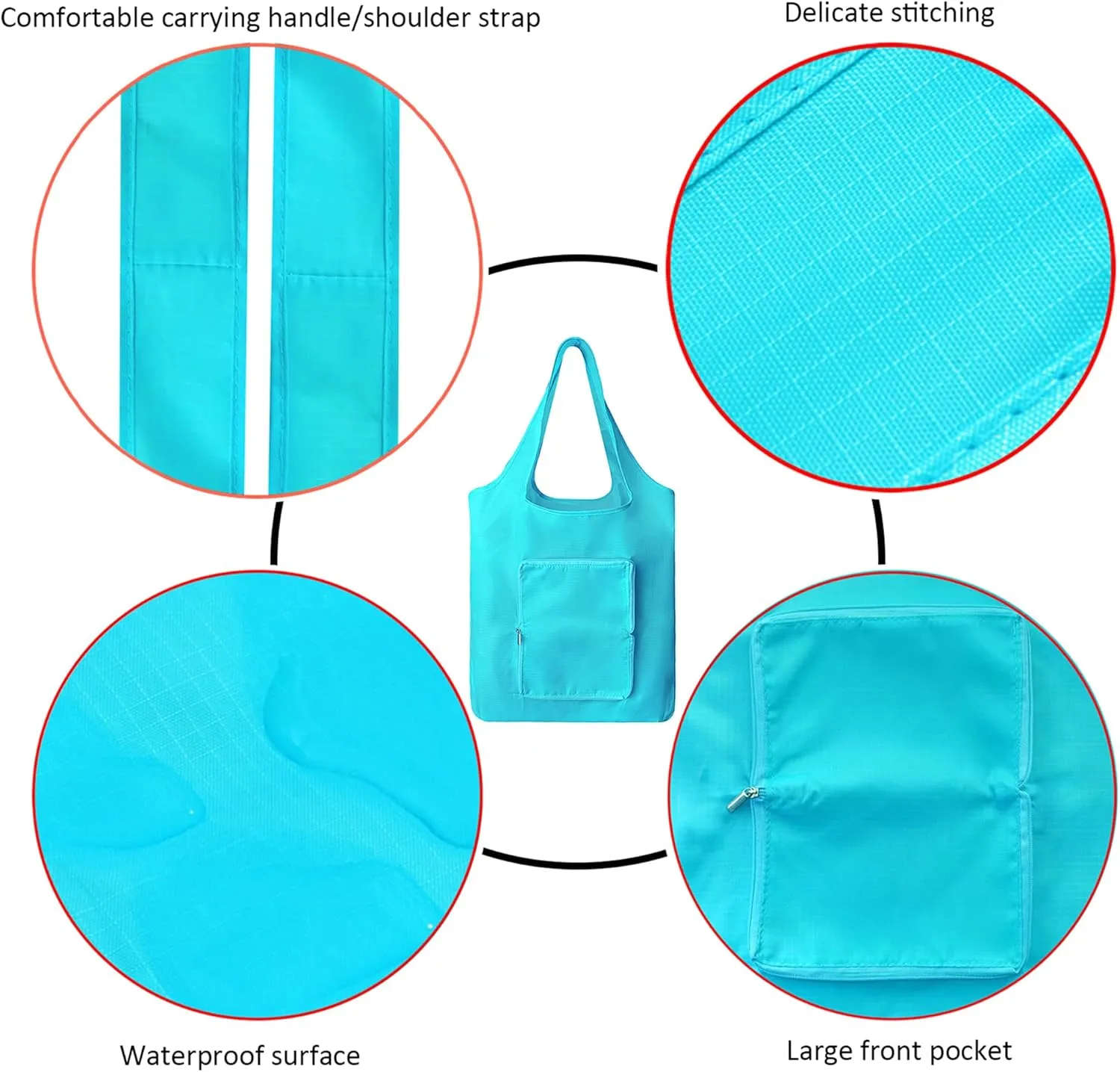 5 packs Foldable reusable grocery bags, eco waterproof shopping bags food tote bags G-B-1