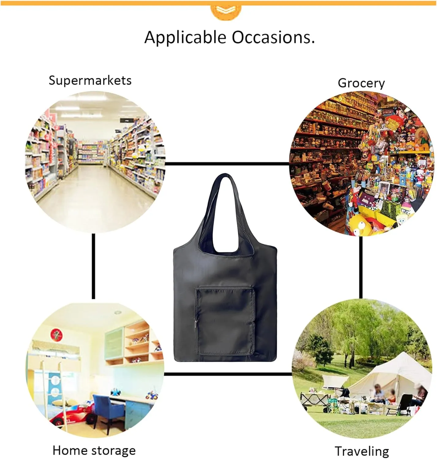 5 packs Foldable reusable grocery bags, eco waterproof shopping bags food tote bags G-B-1