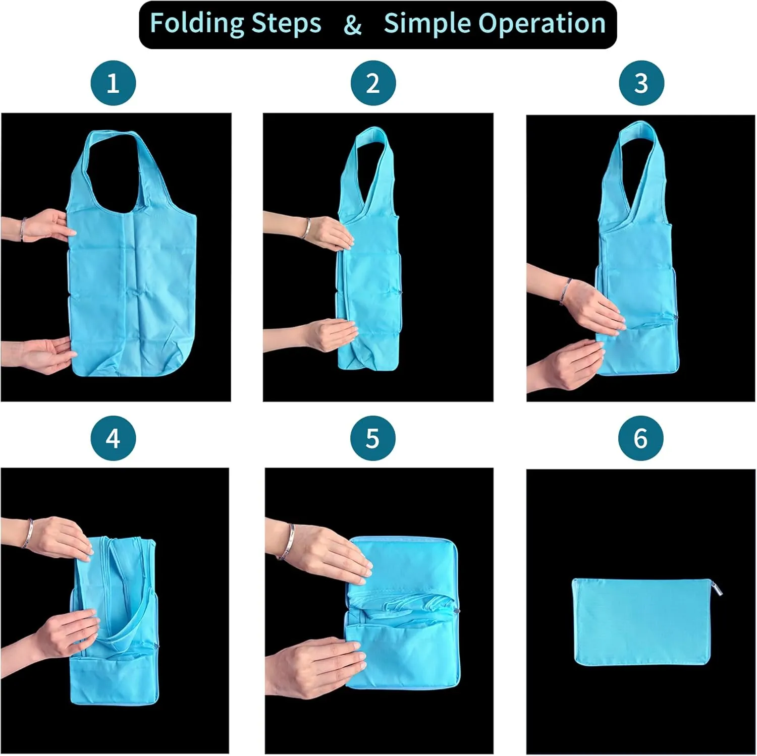 5 packs Foldable reusable grocery bags, eco waterproof shopping bags food tote bags G-B-1
