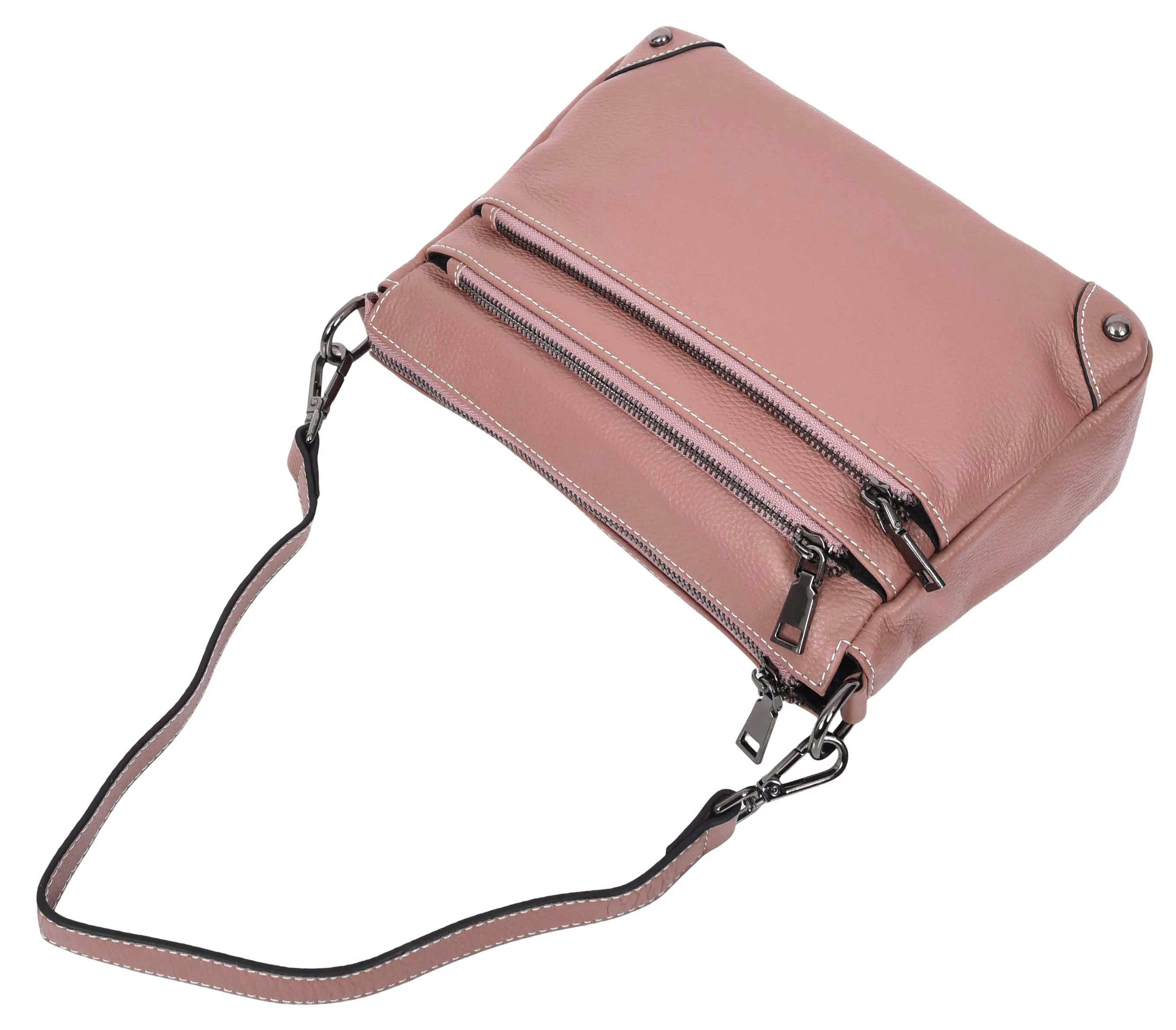 Adalynn Women's Real Leather Cross-Body Organiser Shoulder Bag Rose