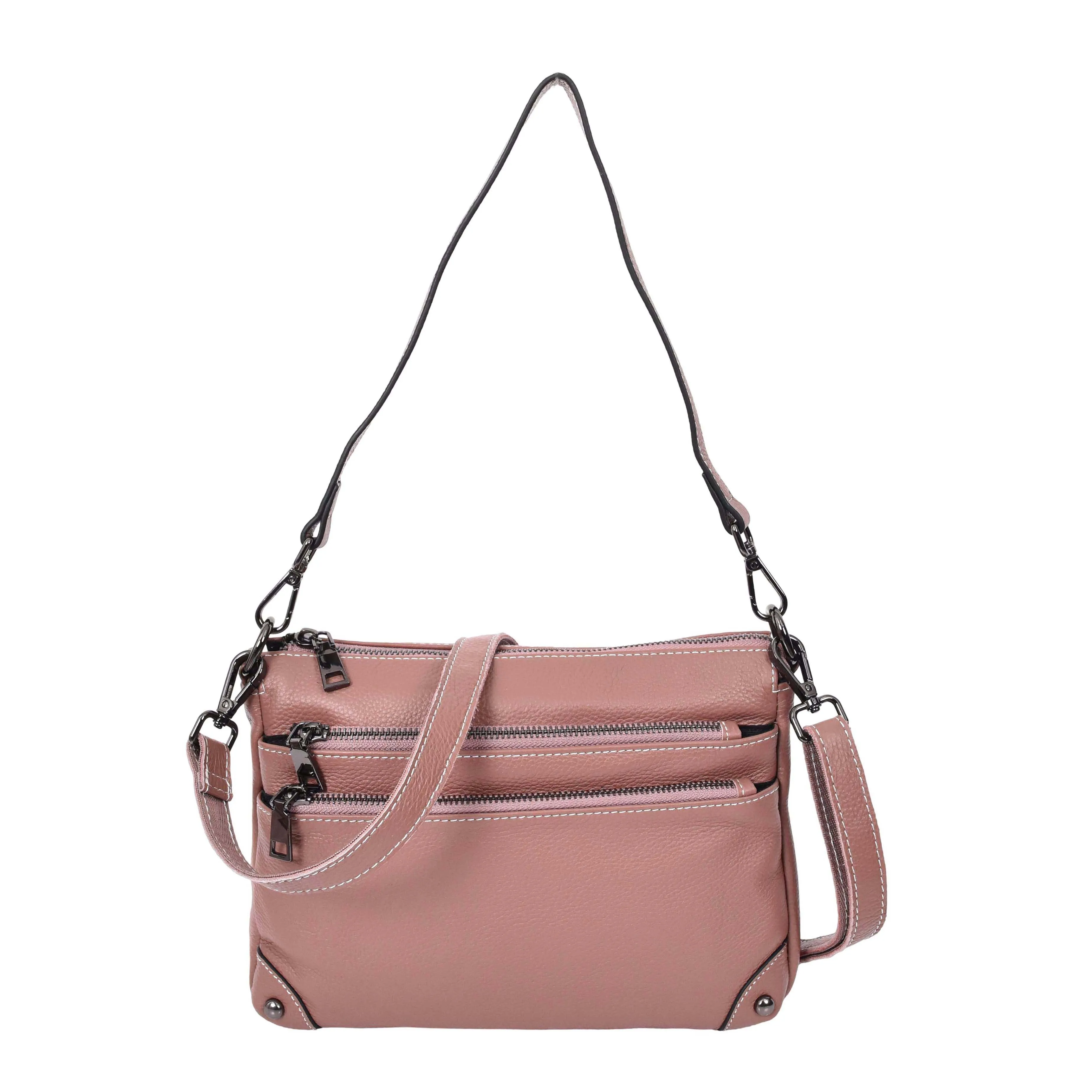 Adalynn Women's Real Leather Cross-Body Organiser Shoulder Bag Rose