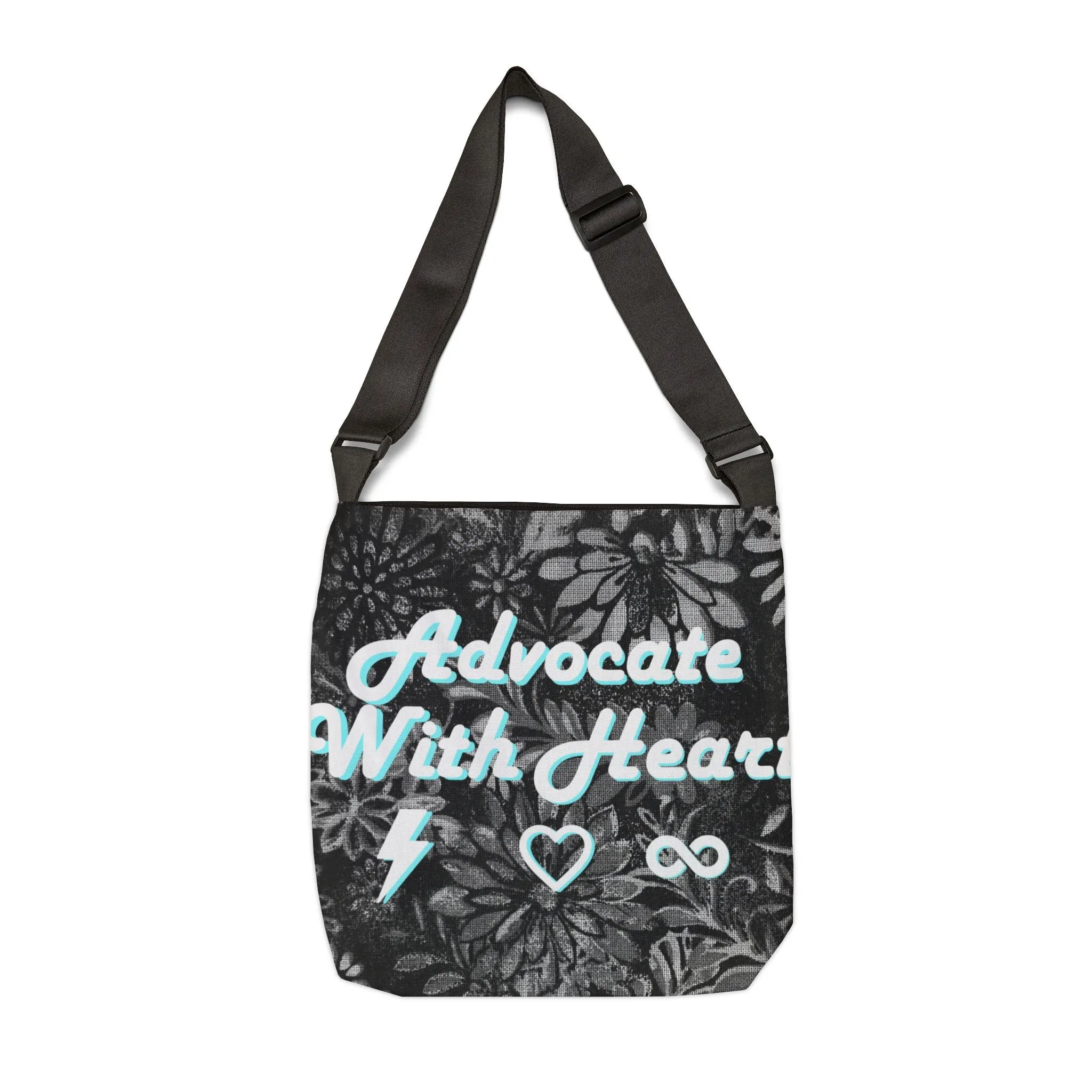 Advocate With Heart Black Floral Tote