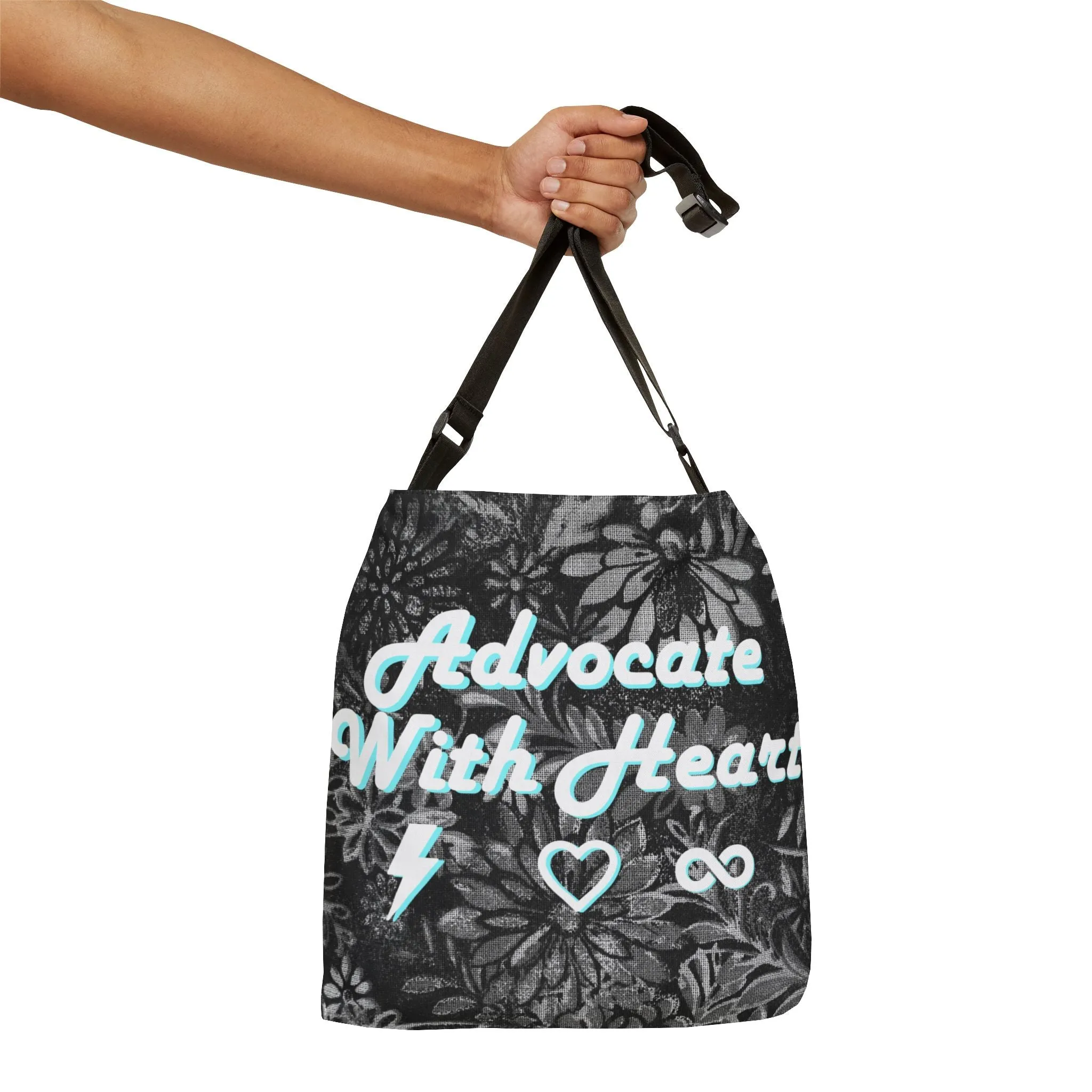 Advocate With Heart Black Floral Tote