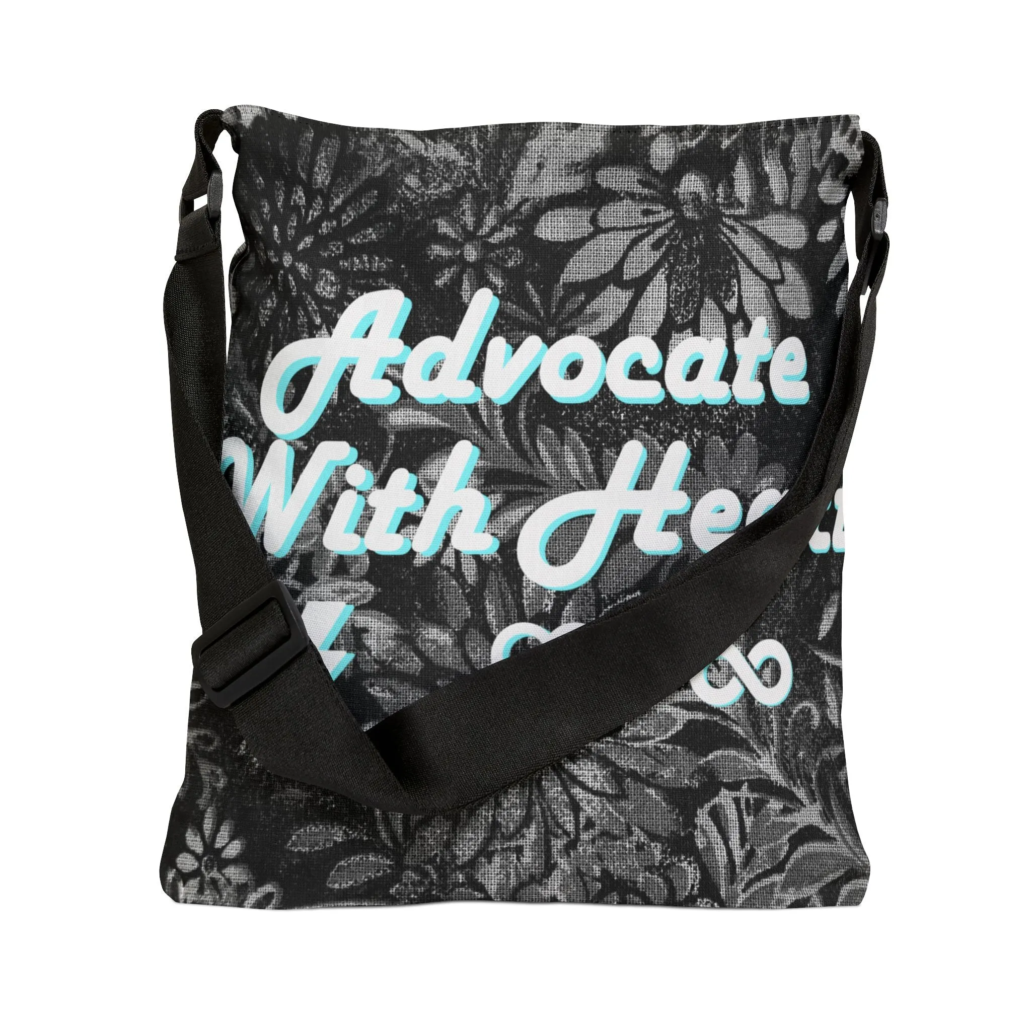 Advocate With Heart Black Floral Tote