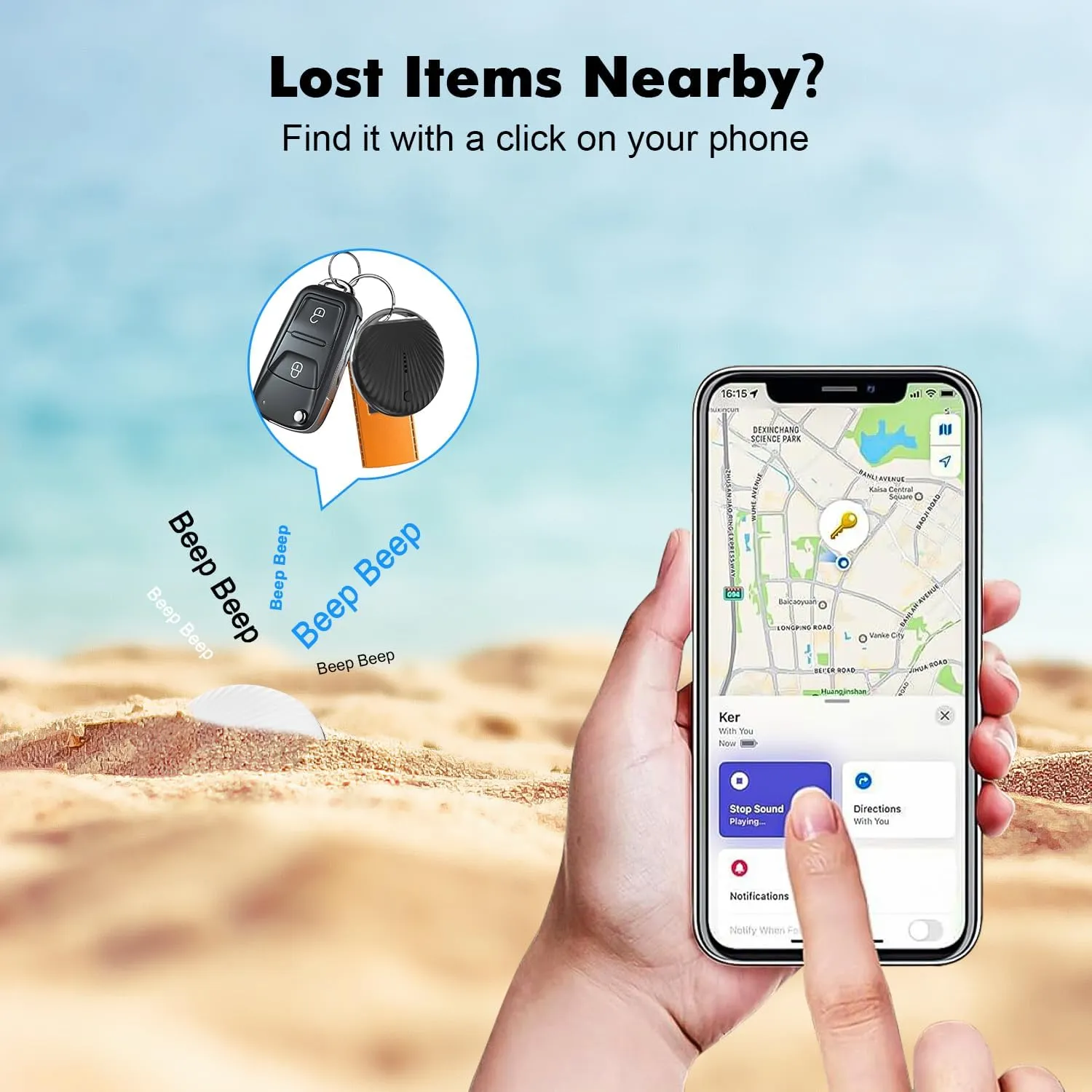 Air Tracker 3 Pack Work with Apple Find My APP (iOS Only, Not for Android), Item Finders with Sound, Keys Finder and Item Locator for Luggage, Backpack, Suitcases, Replaceable Battery (Black)