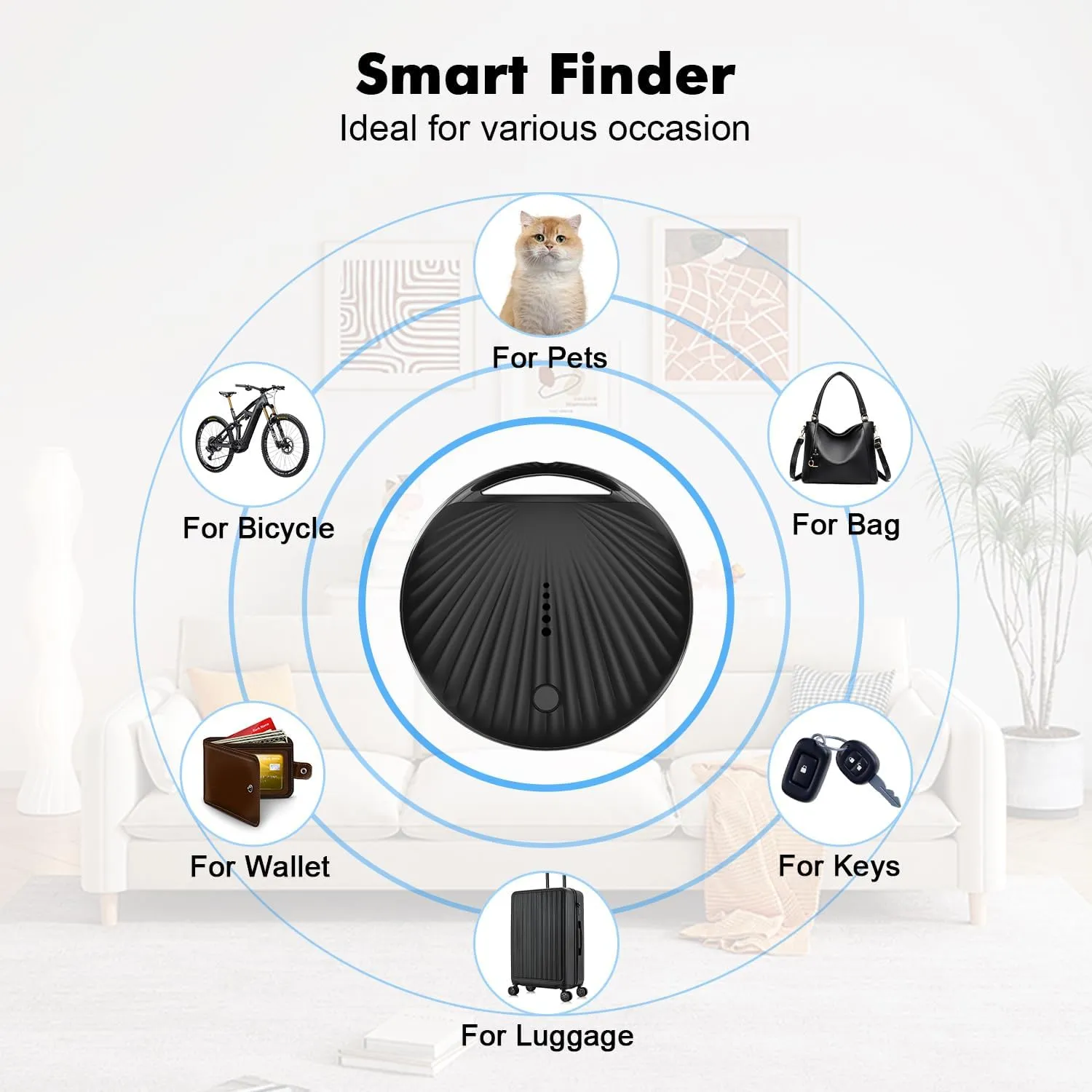 Air Tracker 3 Pack Work with Apple Find My APP (iOS Only, Not for Android), Item Finders with Sound, Keys Finder and Item Locator for Luggage, Backpack, Suitcases, Replaceable Battery (Black)