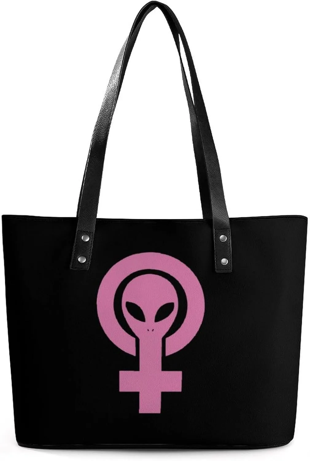Alien Feminist Symbol Tote Bag Ladies Leather Handbags Large Western Purse Shoulder Bag