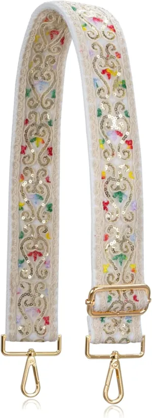 ALLZEDREAM Purse Strap Crossbody Replacement Handbag Shoulder Bag 2" Wide Adjustable Embroidered Lace Sequins