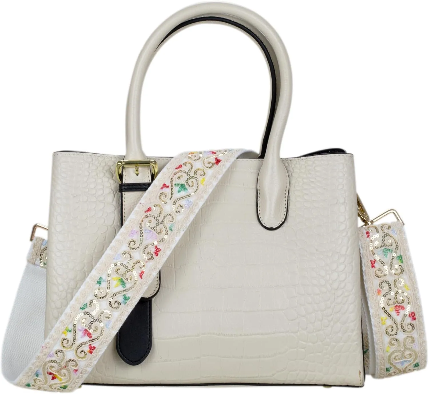 ALLZEDREAM Purse Strap Crossbody Replacement Handbag Shoulder Bag 2" Wide Adjustable Embroidered Lace Sequins