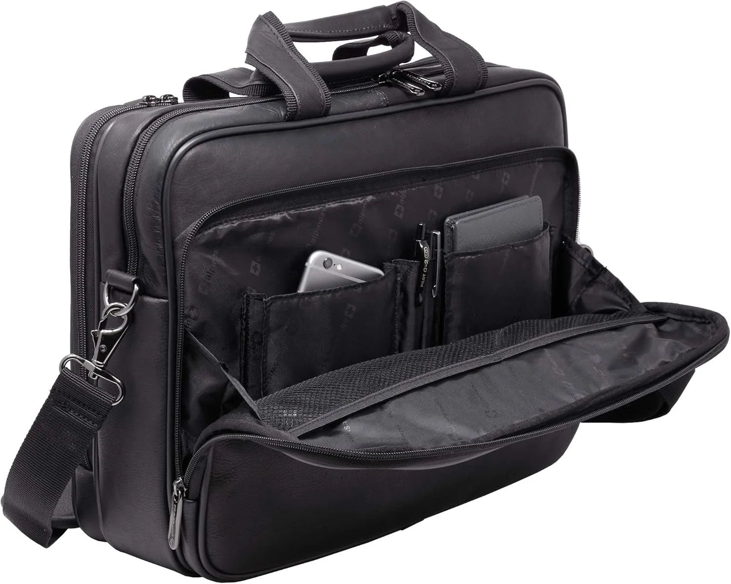 Alpine Swiss Messenger Bag Colombian Leather 15.6” Laptop Briefcase Portfolio