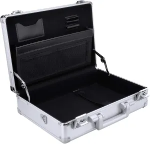 Aluminum Briefcase, 14-inch Laptop Briefcase for Men and Women with Locks 15.5 x 11 x 4.3 inches (Silver)
