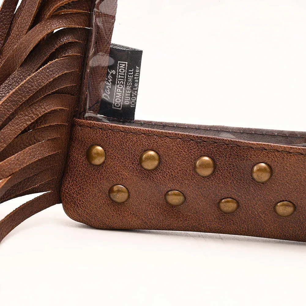 American Darling Genuine Clear Leather Bag with Brass Spots and Fringe