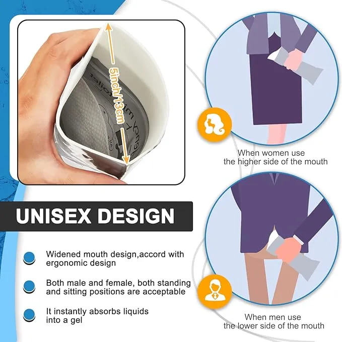 Amylove 100 Pcs Disposable Pee Bags Portable Urine Bags Emergency Toilet Bags for Patient Men Women Toddler Travel Outdoor Camping Road Trip