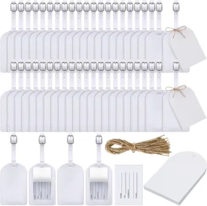 Amylove 48 Sets Wedding Favors Luggage Tags Bulk Luggage Tags for Guests Bridal Gifts Wedding Bridal Shower Gift PU Leather with Name ID Card Tag for Guests