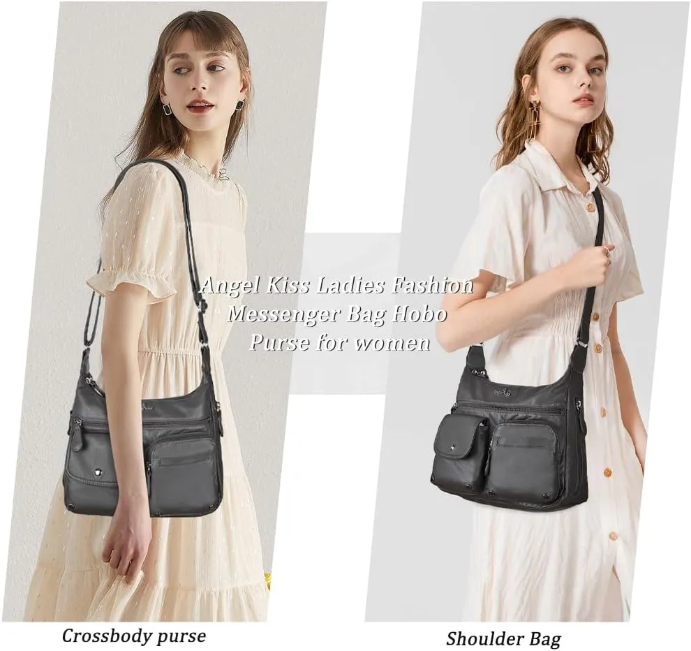 Angelkiss Crossbody Bags for Women, Ladies Shoulder Handbags and Purses Medium Faux Leather Pocketbooks