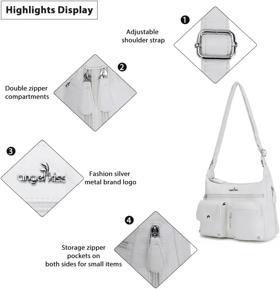 Angelkiss Crossbody Bags for Women, Ladies Shoulder Handbags and Purses Medium Faux Leather Pocketbooks