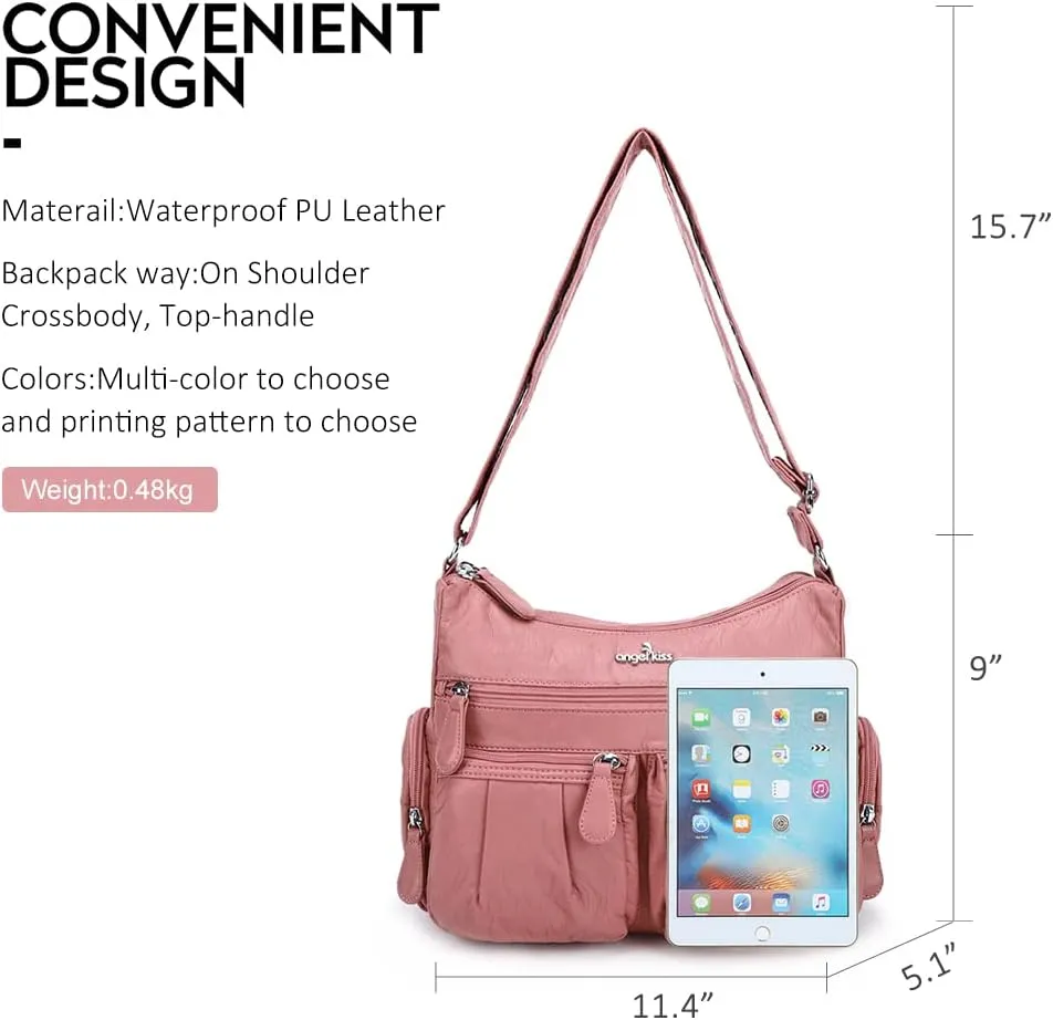 Angelkiss Crossbody Bags for Women, Ladies Shoulder Handbags and Purses Medium Faux Leather Pocketbooks