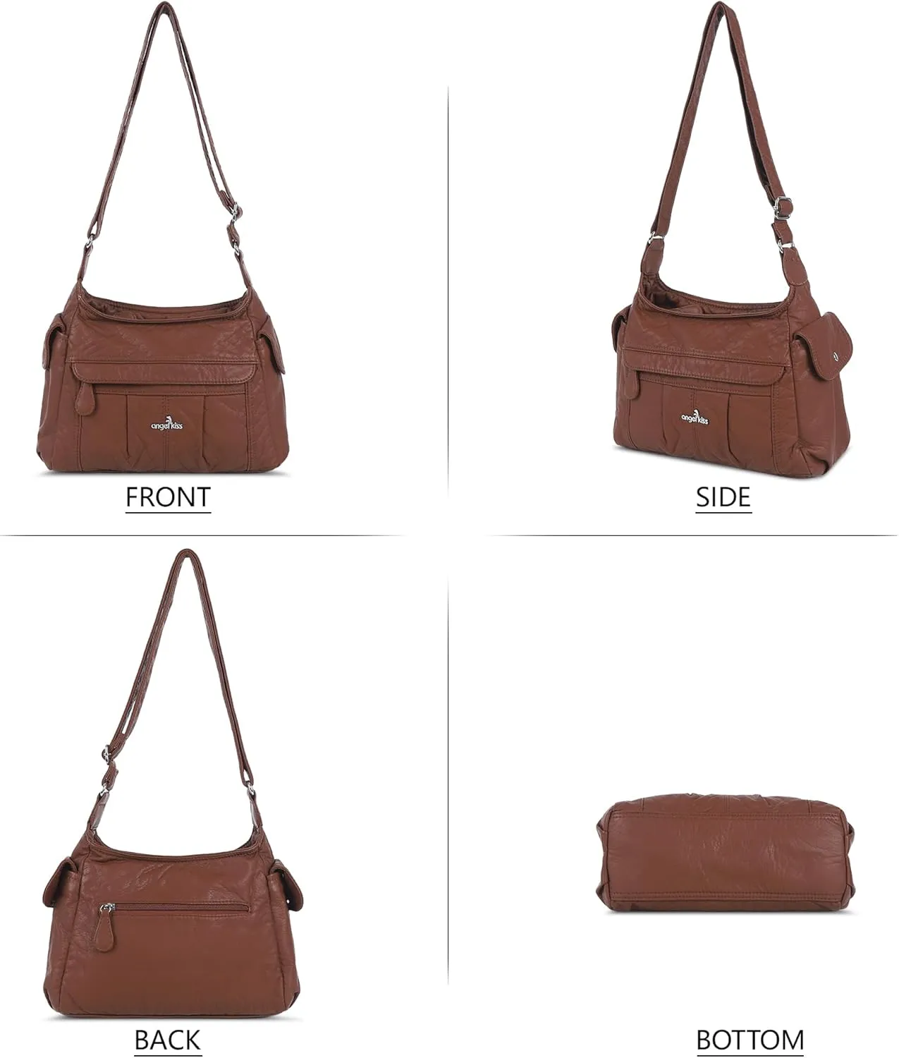 Angelkiss Crossbody Bags for Women, Ladies Shoulder Handbags and Purses Medium Faux Leather Pocketbooks