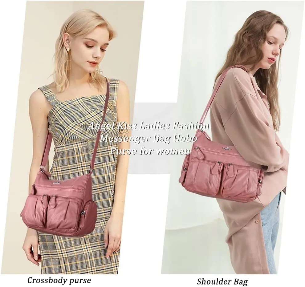 Angelkiss Crossbody Bags for Women, Ladies Shoulder Handbags and Purses Medium Faux Leather Pocketbooks